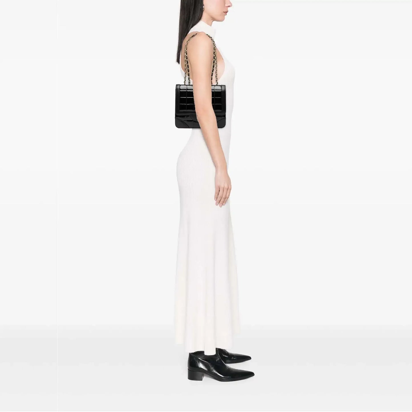 Chanel CC Chocolate Bar Patent and Lambskin Square Flap