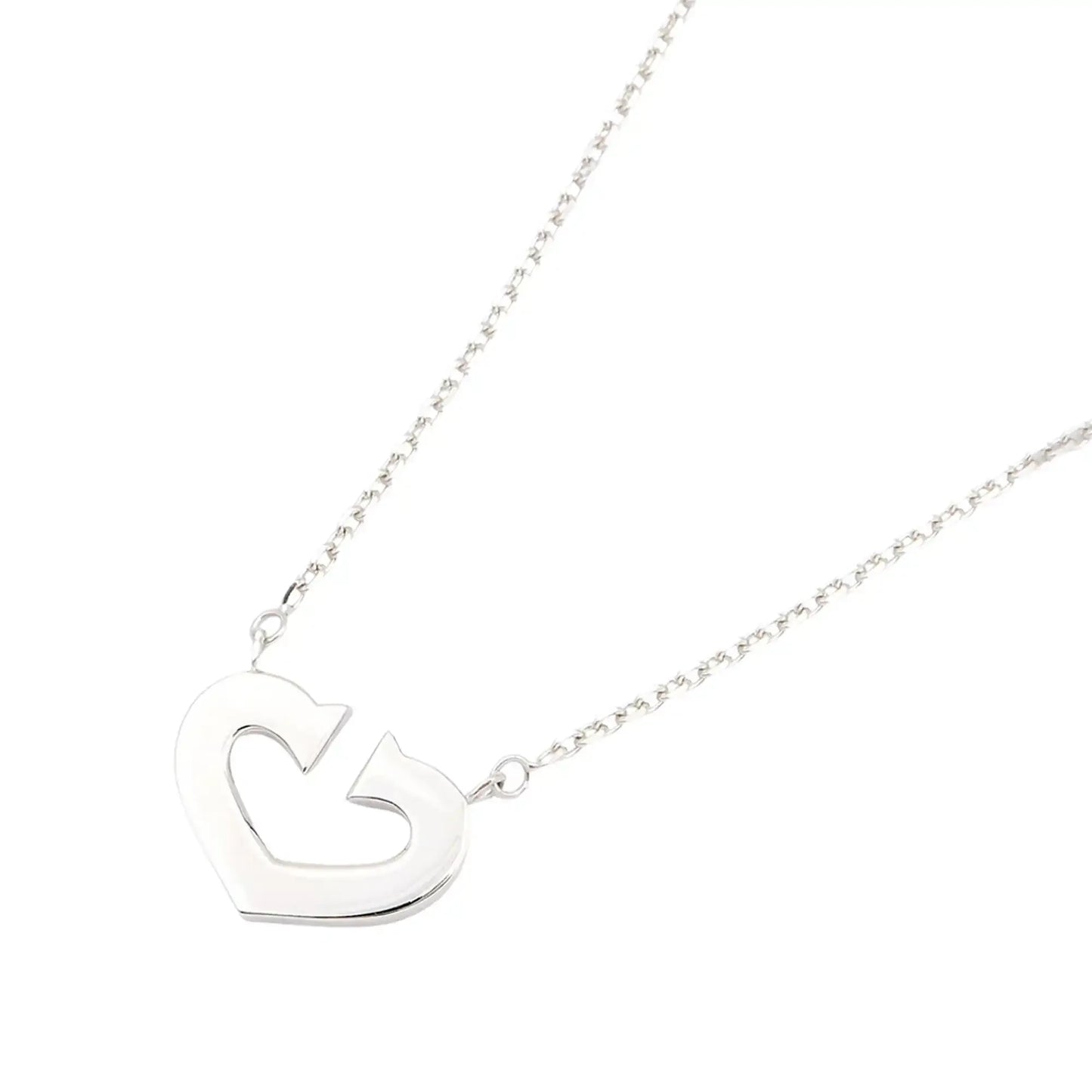 Cartier 18K White Gold C de Cartier Heart Pendant Necklace