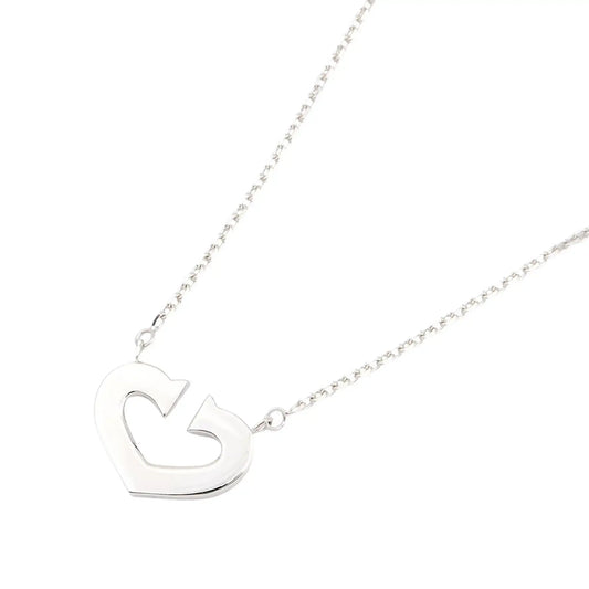 Cartier 18K White Gold C de Cartier Heart Pendant Necklace