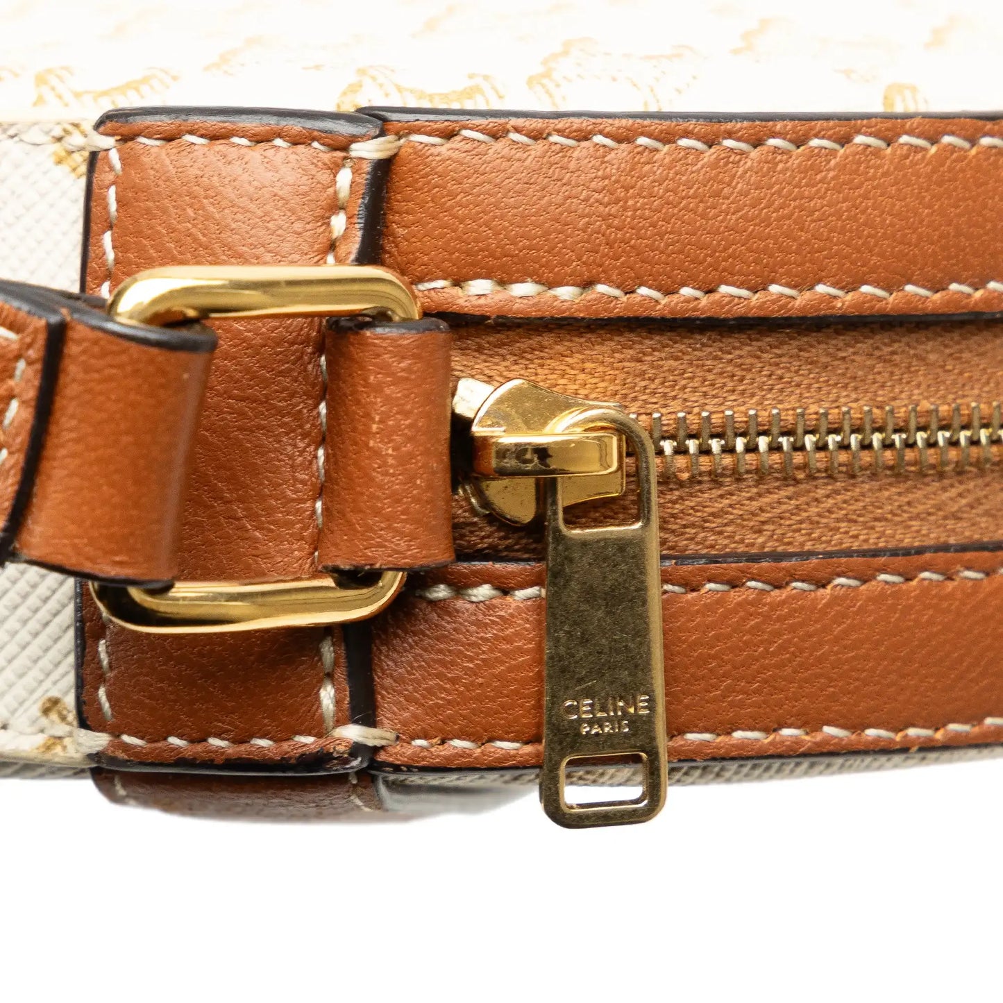 Celine Triomphe Coated Canvas Round Purse on Strap