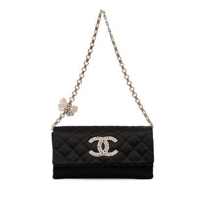 Chanel CC Quilted Satin Butterfly Chain Clutch