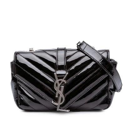 Saint Laurent Baby Patent Chevron Classic Monogram Chain Bag