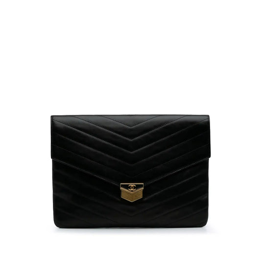 Chanel Paris Hamburg Chevron Lambskin Clutch