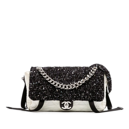 Chanel Bicolor Tweed and Nylon Astronaut Essentials Flap