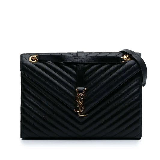 Saint Laurent Large Grain de Poudre Monogram Chevron Envelope Bag