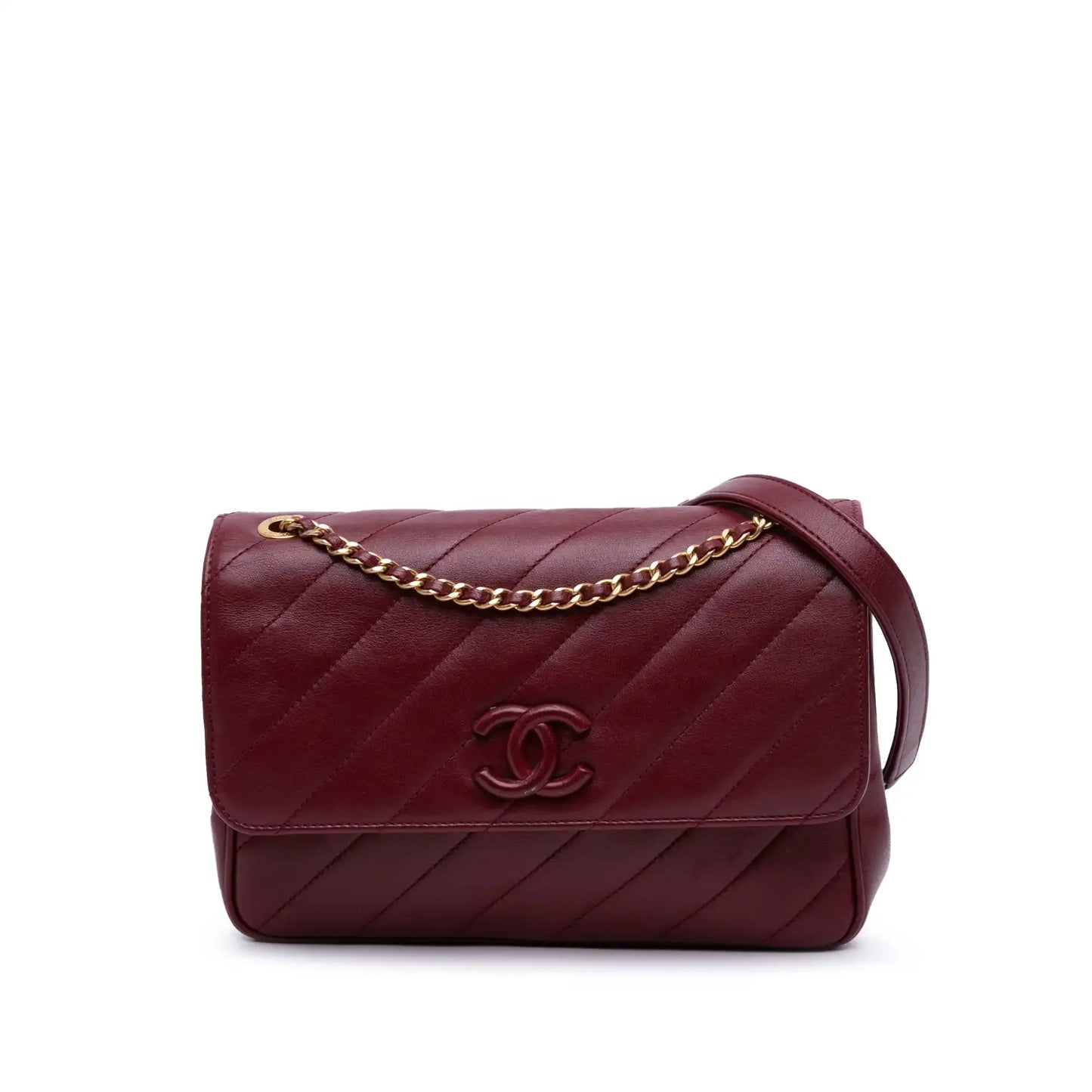 Chanel Diagonal Quilted Lambskin CC Signature Flap
