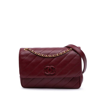 Chanel Diagonal Quilted Lambskin CC Signature Flap