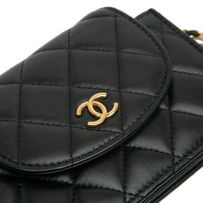 Chanel Mini CC Quilted Lambskin Phone Holder On Chain