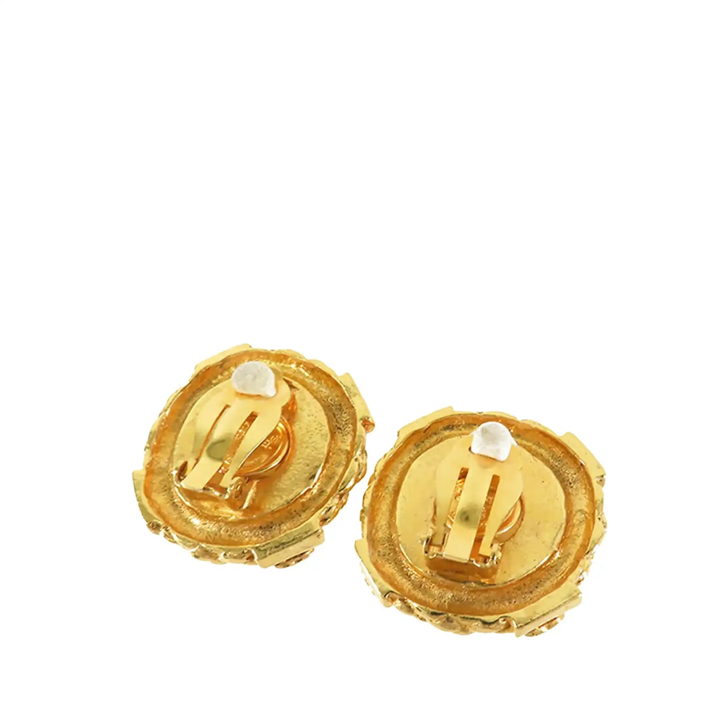 Chanel CC Gold Plated Faux Pearl Clip on Earrings