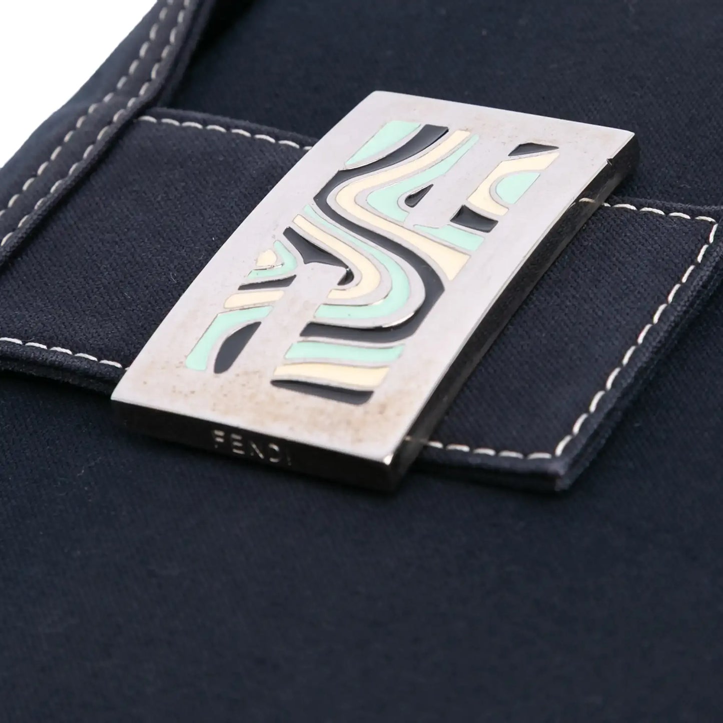 Fendi Canvas FF Marble Double Flap Shoulder Bag