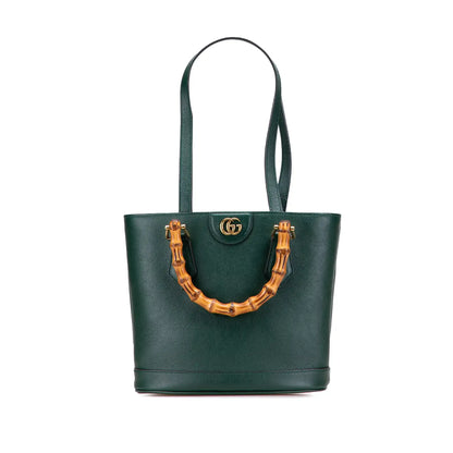 Gucci Small Calfskin Bamboo Diana Convertible Bucket Bag