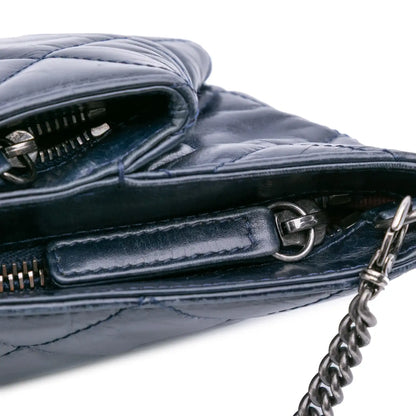 Chanel Quilted Glazed Calfskin Coco Pleats Clutch With Chain