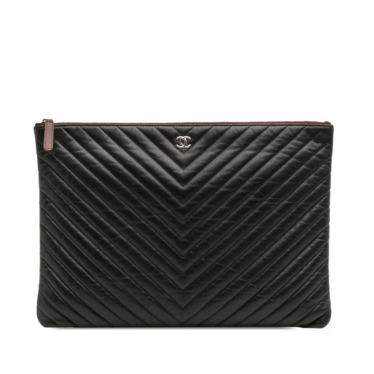 Chanel Large Chevron Caviar Ancient Greek Charms O Case Clutch