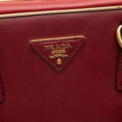Prada Saffiano Lux Pyramid Frame Top Handle Bag