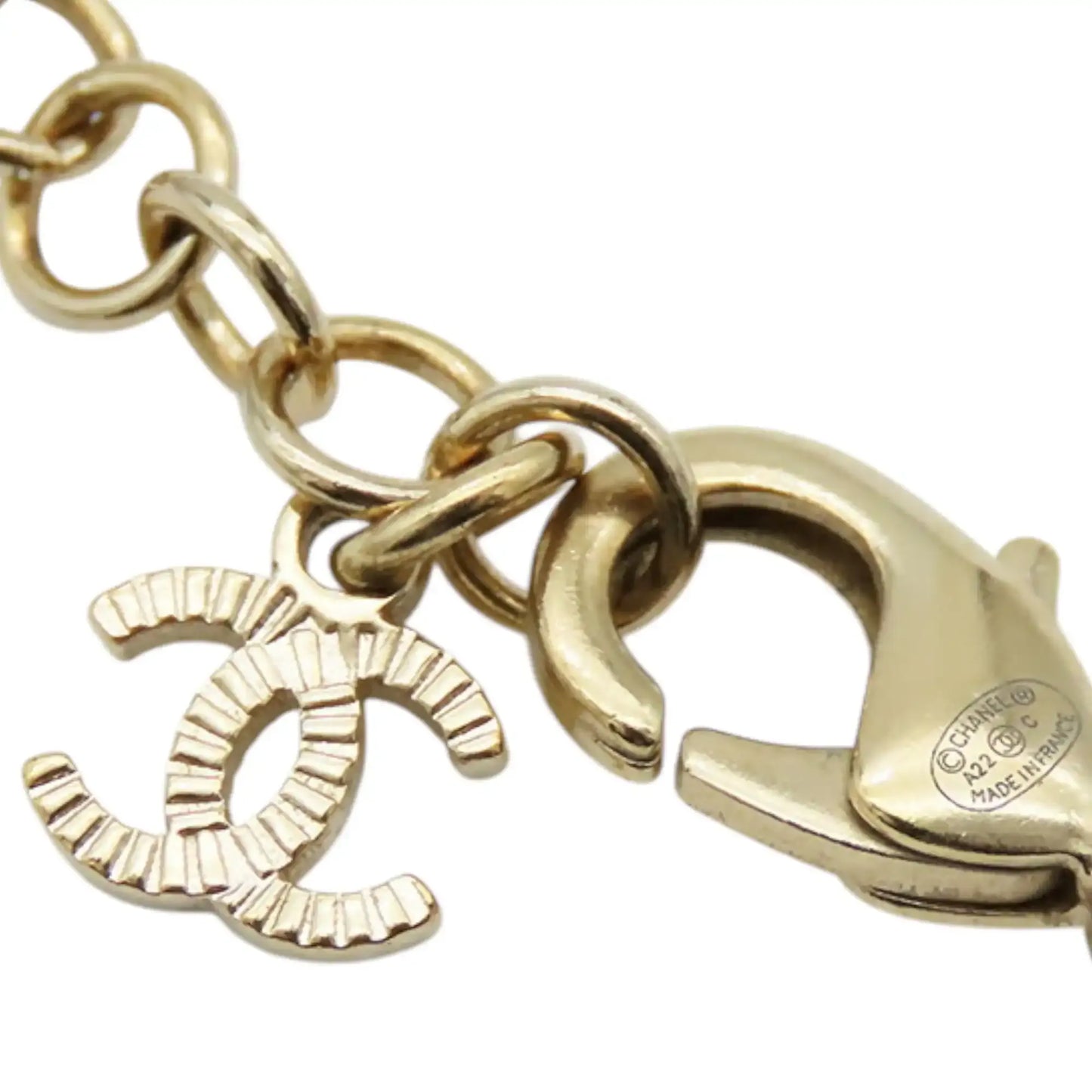 Chanel Gold Plated Resin CC Rhinestones Pendant Necklace