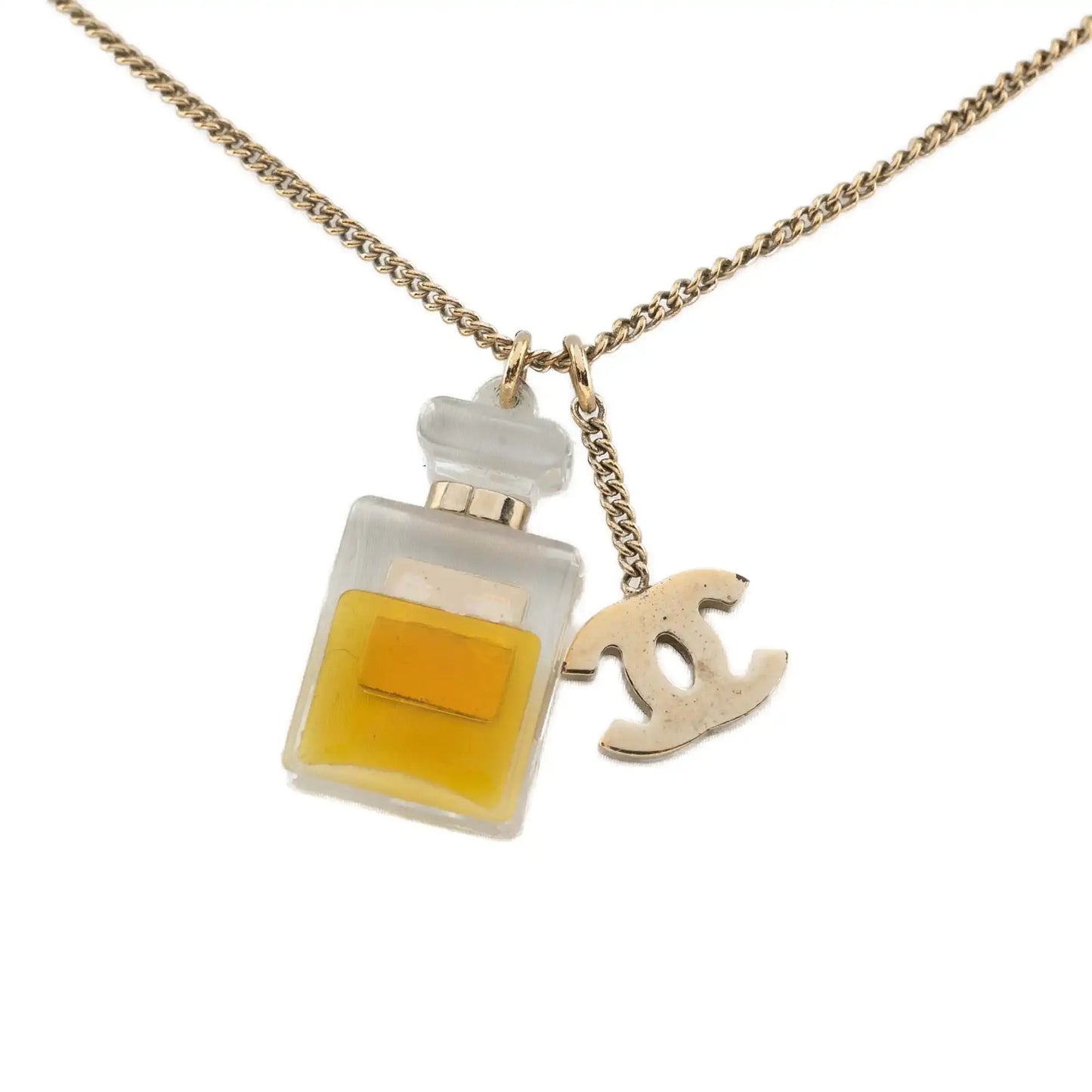 Chanel Gold Plated CC No.5 Perfume Bottle Pendant Necklace