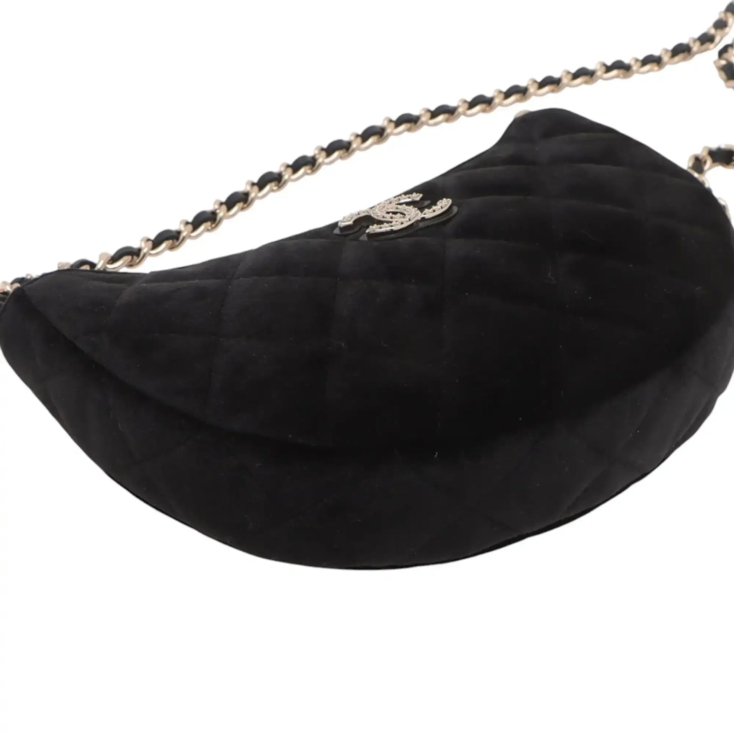 Chanel CC Quilted Velour Half Moon Chain Crossbody