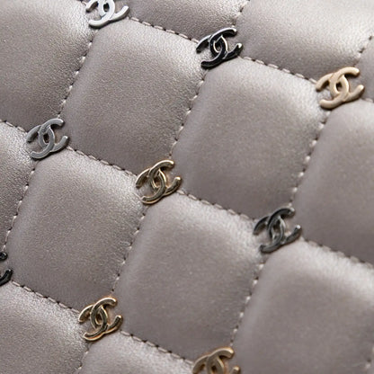 Chanel Small Lambskin Chocolate Bar CC Piercing Studded Chain Flap