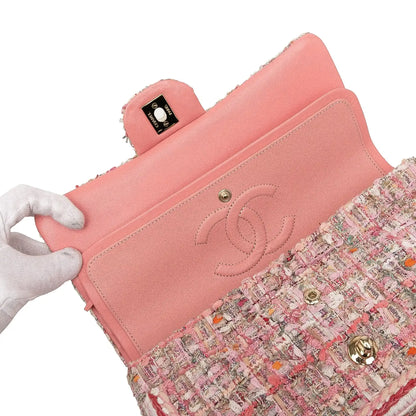 Chanel Medium Classic Quilted Tweed Braided Double Flap