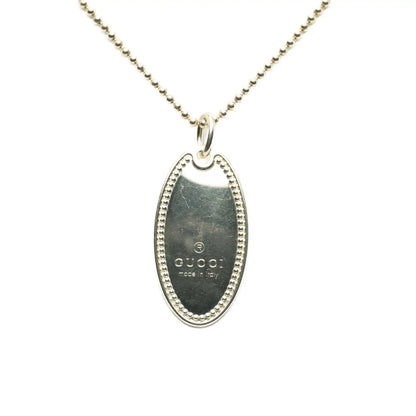 Gucci Sterling Silver Oval Plate Pendant Necklace