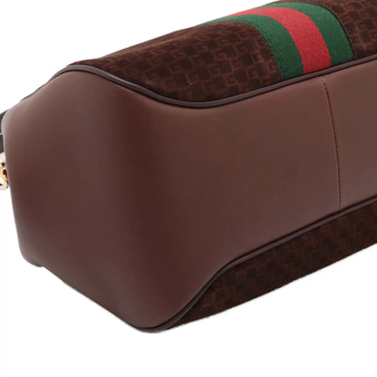 Gucci G Square Suede Ophidia Virgo Top Handle Bag
