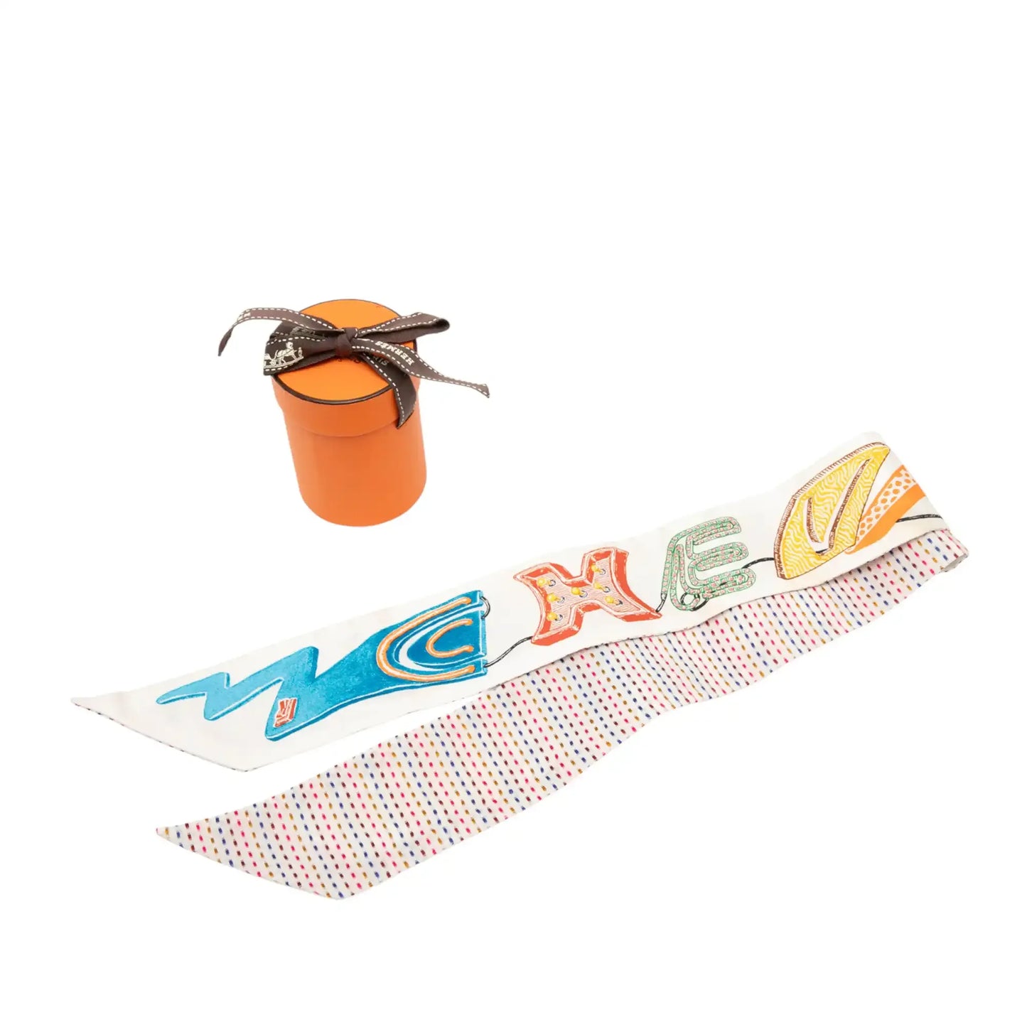 Hermès Chevaloscope Pointille Silk Twilly Scarf