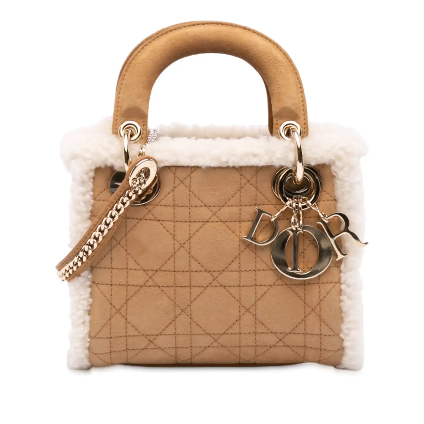 Dior Mini Suede Shearling Cannage Lady Dior