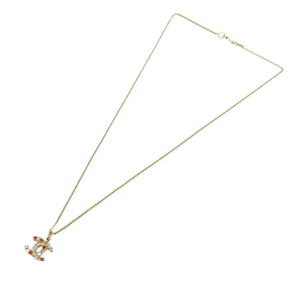 Chanel Gold Plated CC Rhinestones Pendant Necklace