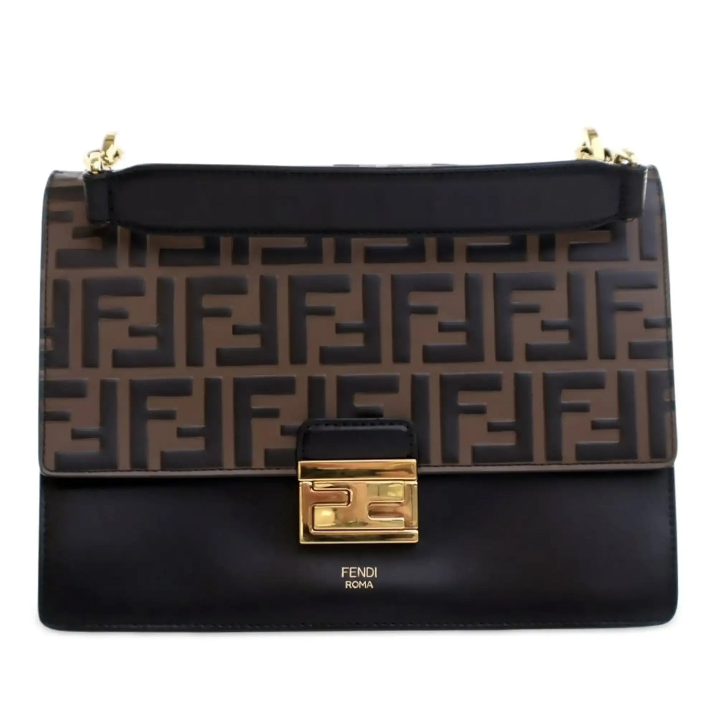 Fendi Medium FF 1974 Embossed Leather Kan U Top Handle Bag
