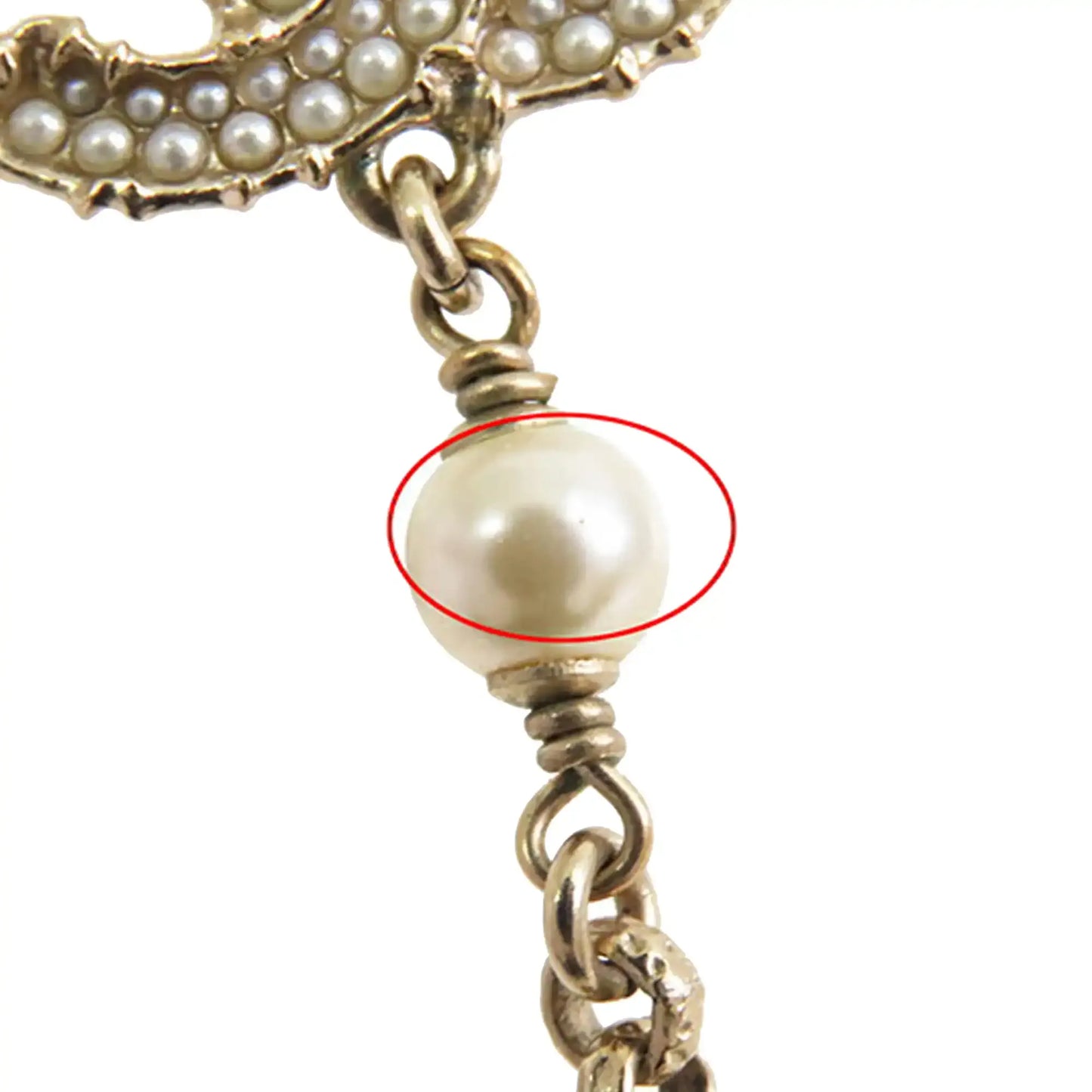 Chanel Gold Plated Faux Pearl CC Dangle Bullet Back Earrings