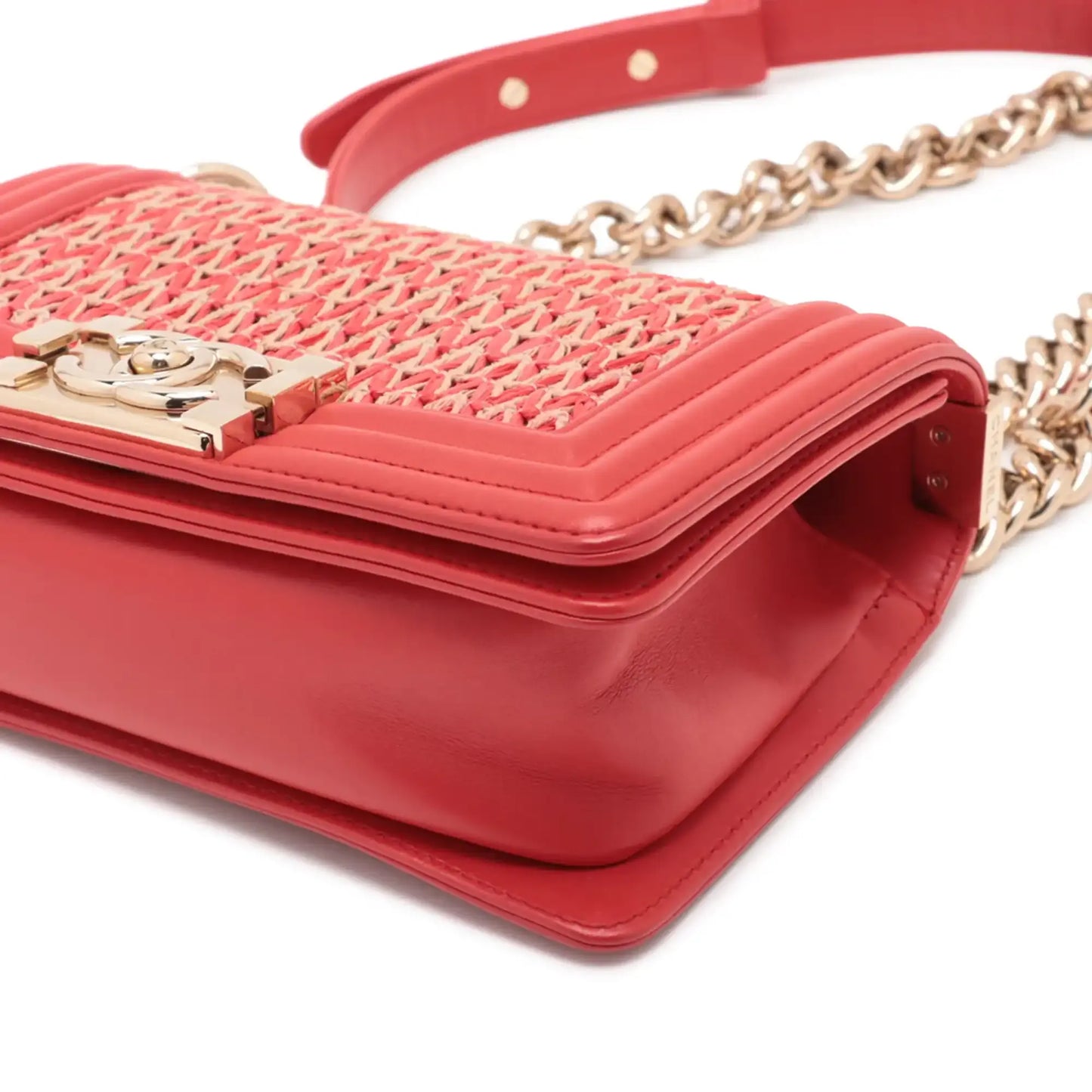 Chanel Small Straw and Lambskin Boy Flap