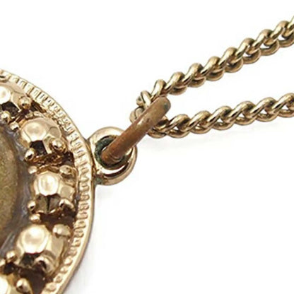 Chanel CC Gold Plated Round Pendant Necklace