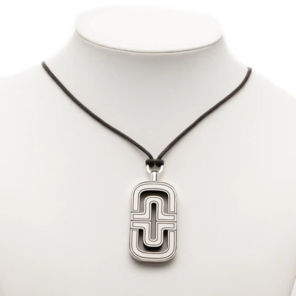Bvlgari Sterling Silver and Leather Parentesi Pendant Necklace