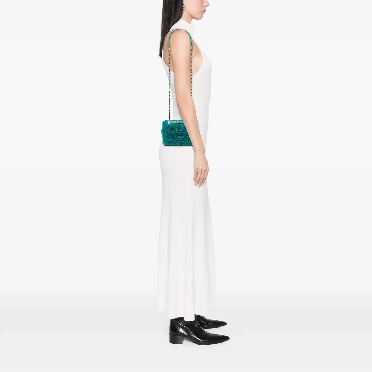 Chanel Small Wool Tweed Giant Logo Flap