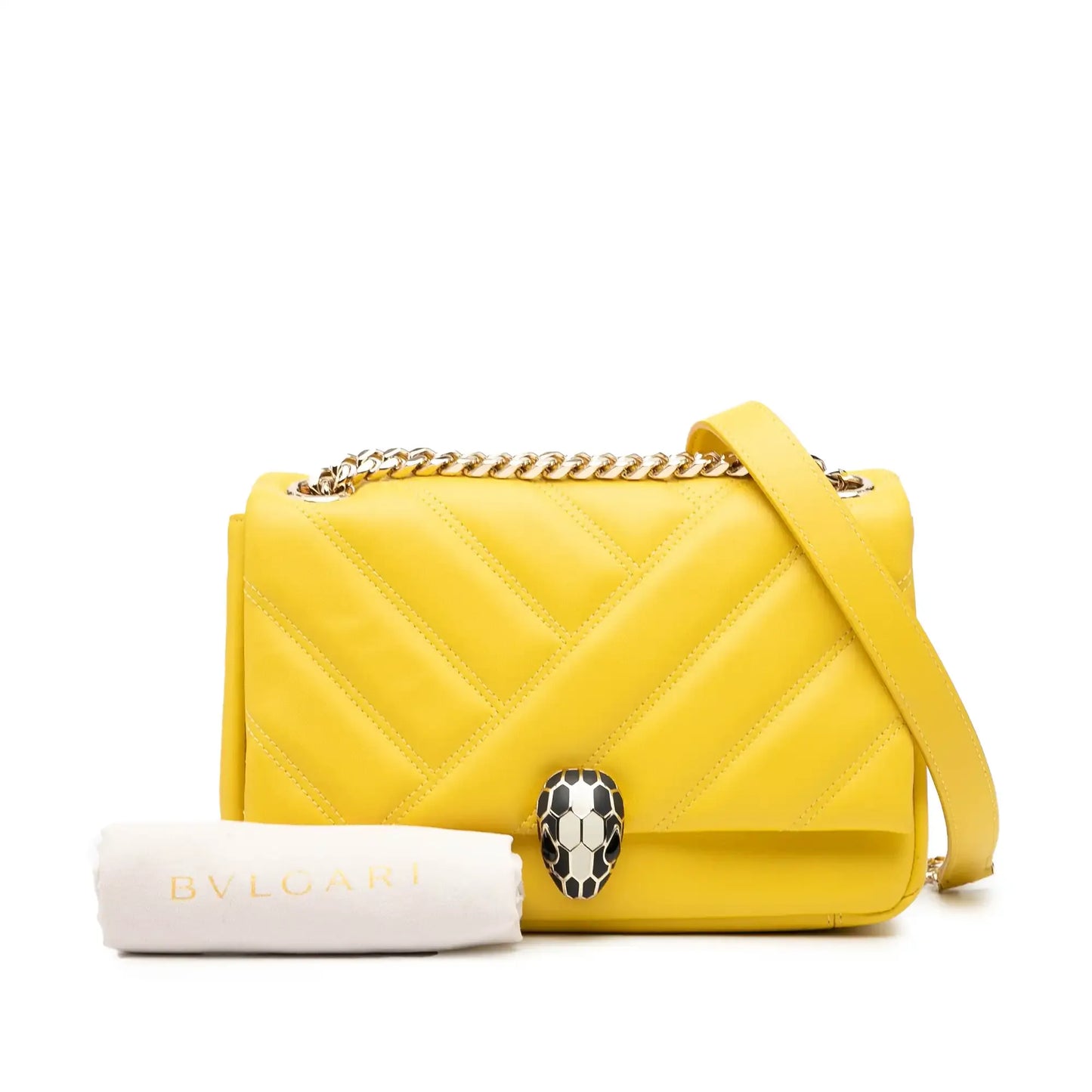 Bvlgari Leather Serpenti Cabochon Chain Crossbody