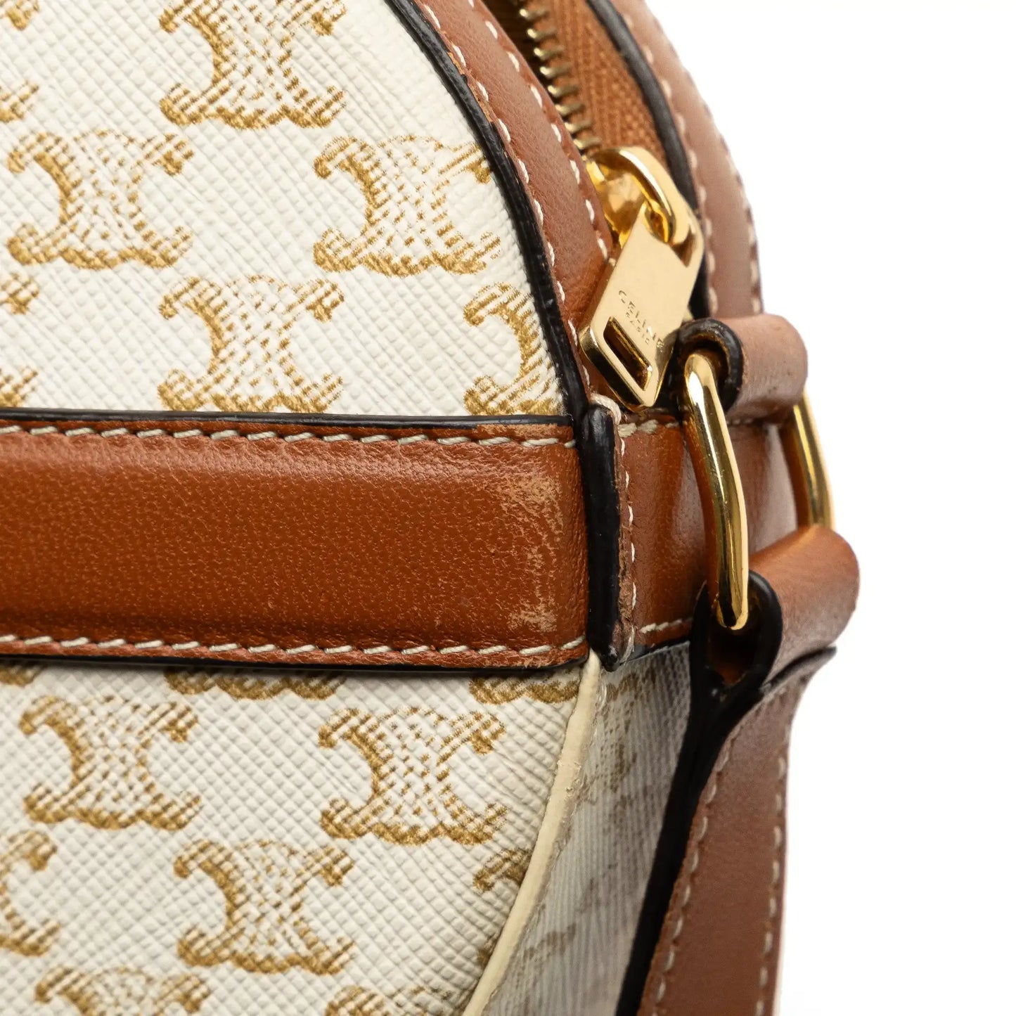 Celine Triomphe Coated Canvas Round Purse on Strap