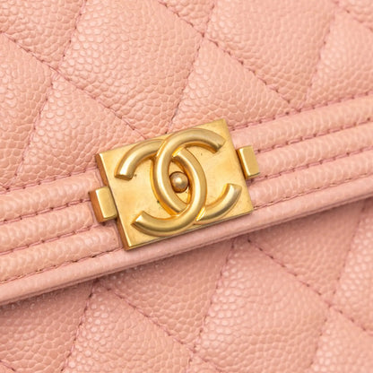 Chanel Quilted Caviar Square Boy Wallet On Chain