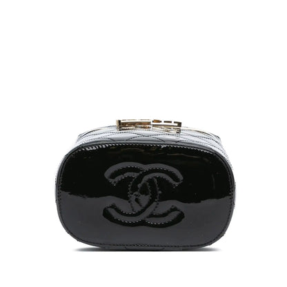 Chanel Quilted Patent Logo Chain Vanity Case