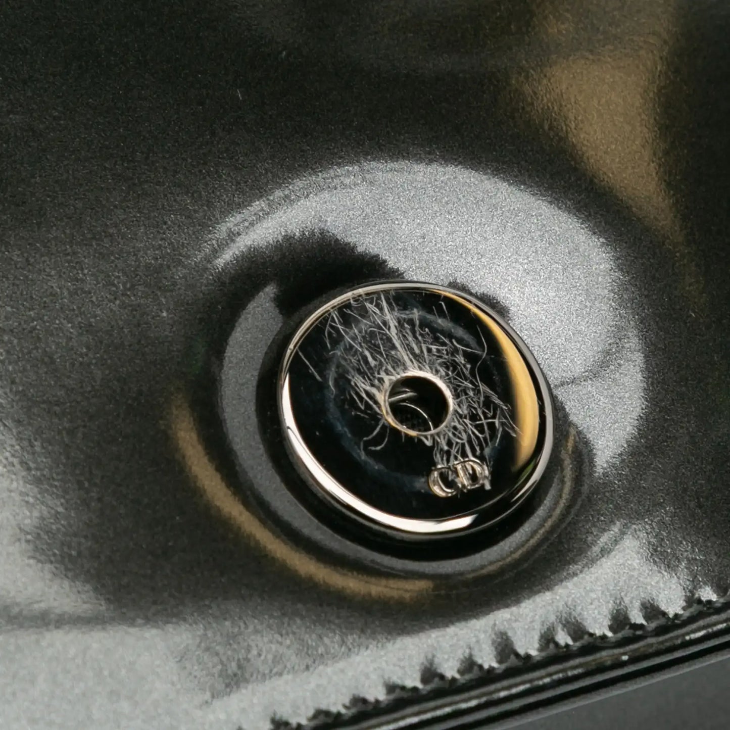 Dior Metallic Patent Microcannage Diorama Wallet on Chain