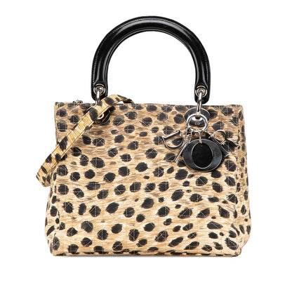 Dior Medium Canvas Cannage Leopard Print Lady Dior