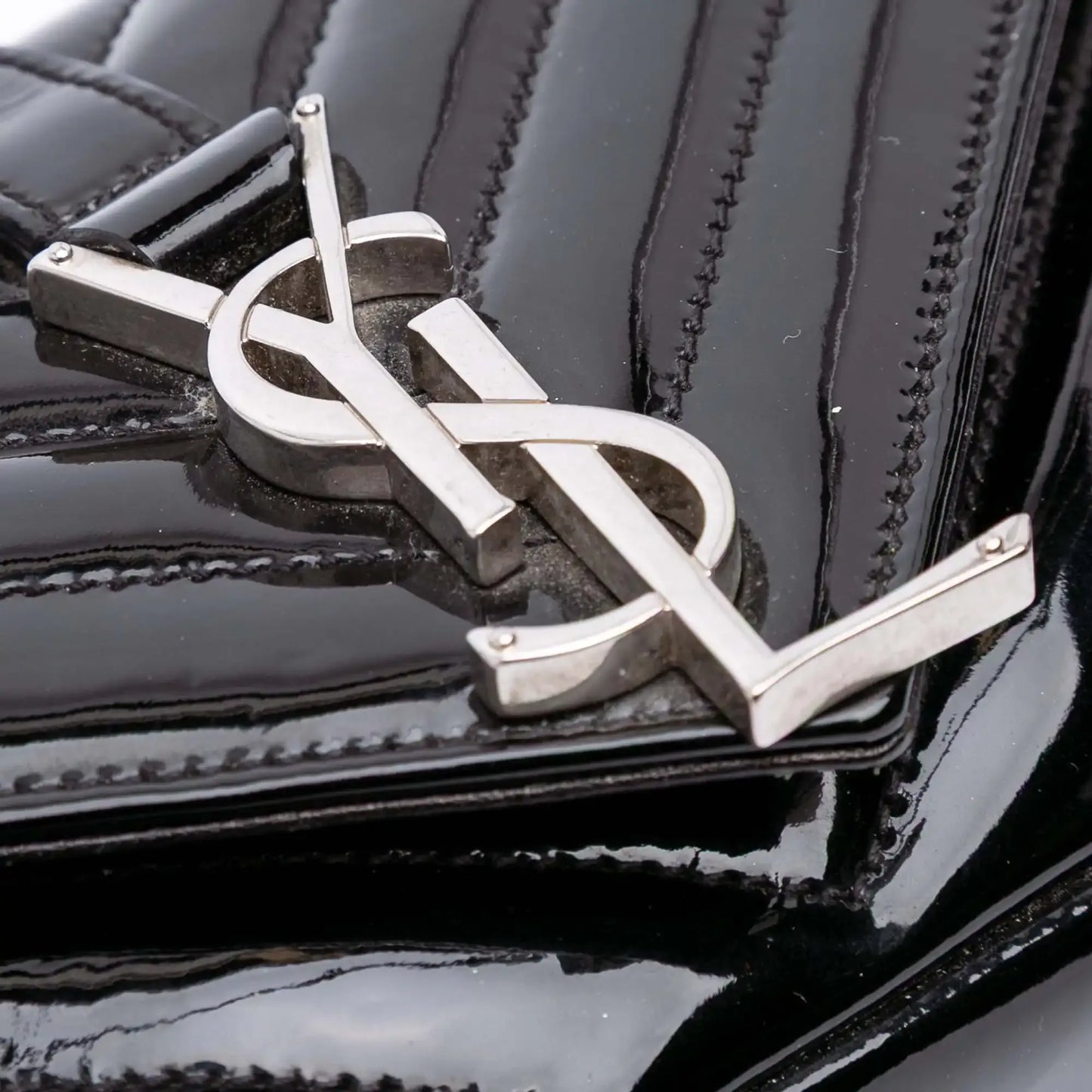 Saint Laurent Baby Patent Chevron Classic Monogram Chain Bag