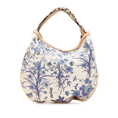 Gucci Canvas Flora Horsebit Wave Hobo