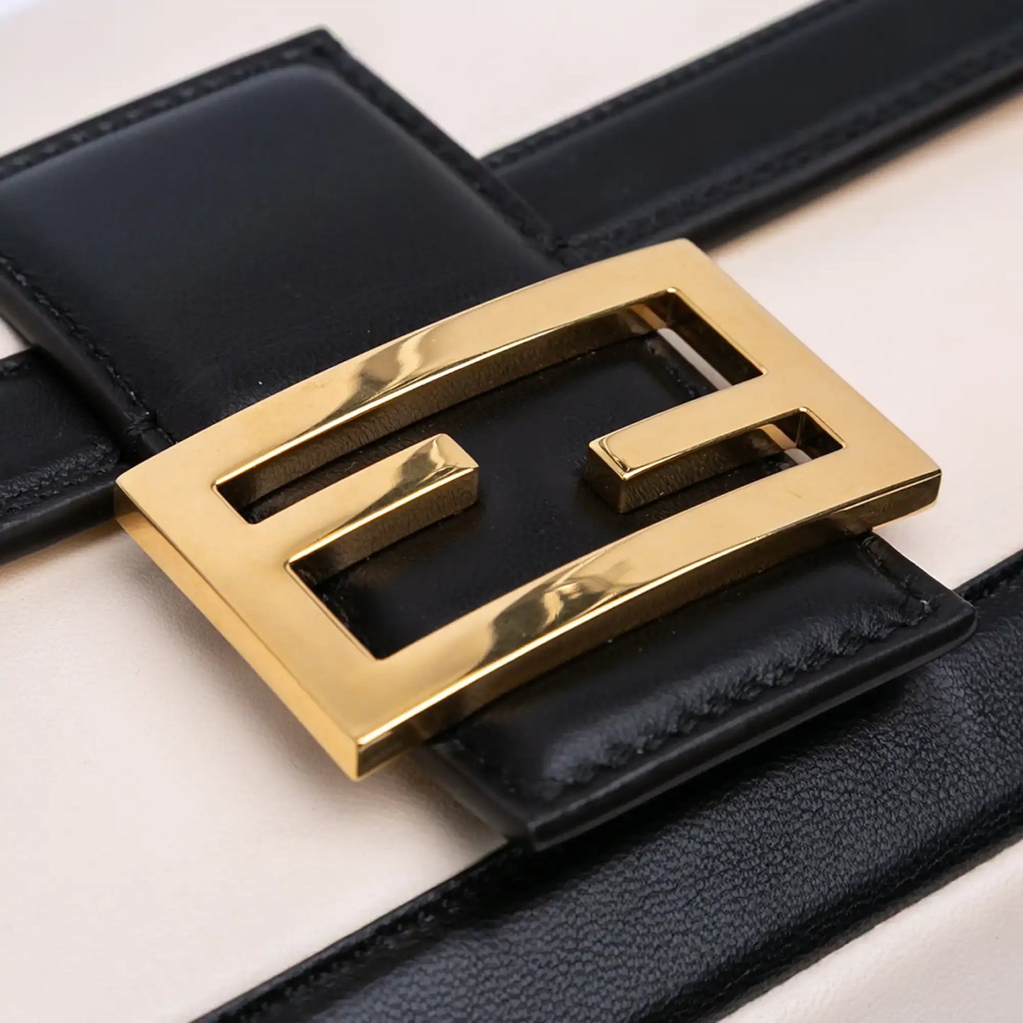Fendi Bicolor Leather Chain Midi Baguette