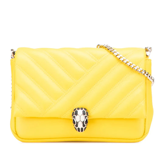 Bvlgari Leather Serpenti Cabochon Chain Crossbody