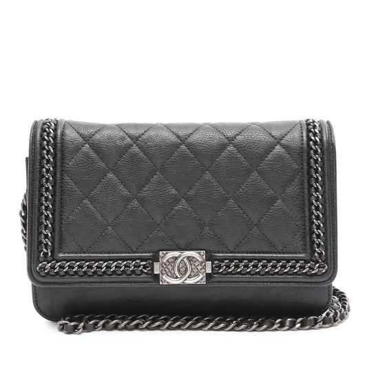 Chanel Quilted Calfskin Chain Around Boy Wallet On Chain