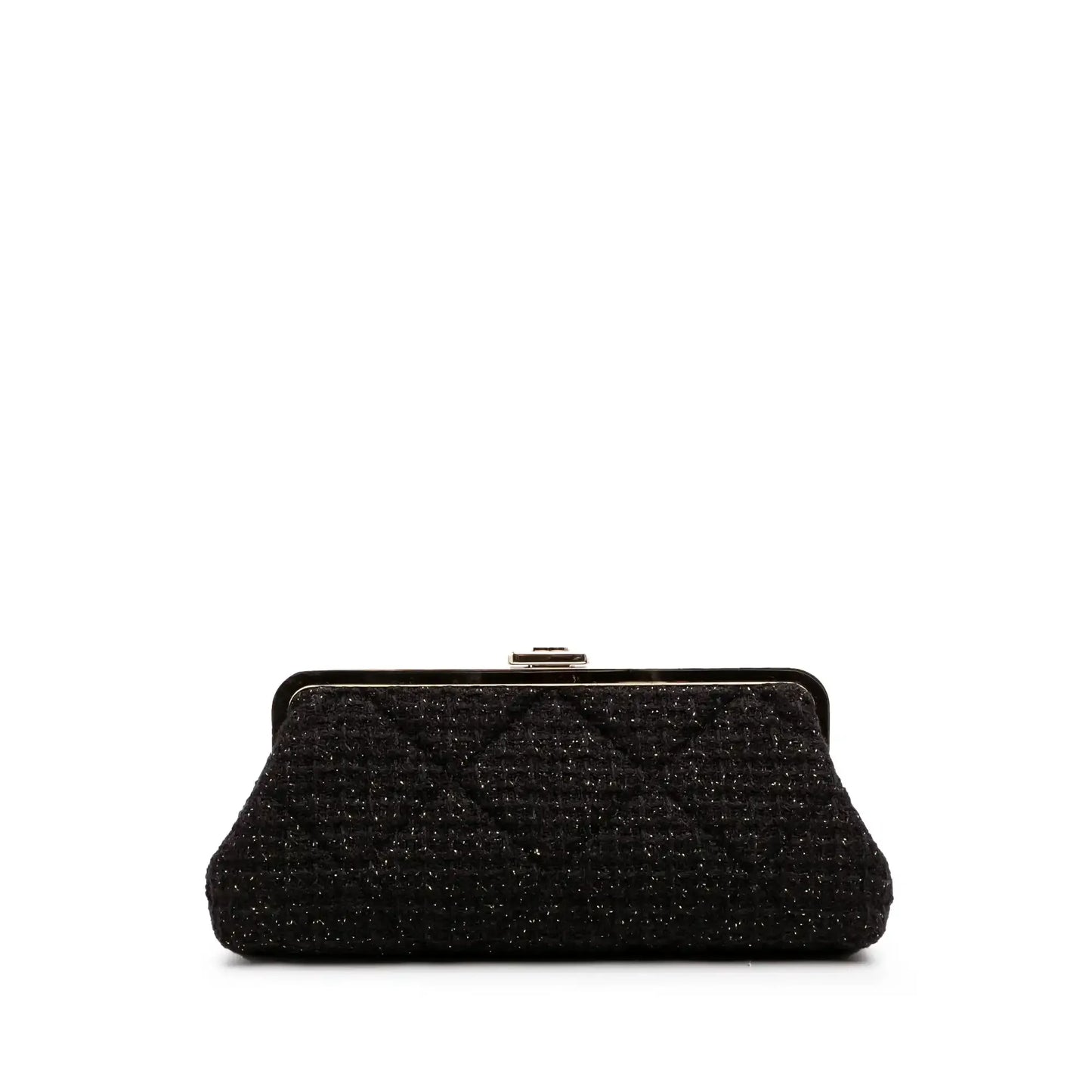 Chanel Quilted Tweed Kisslock Clutch