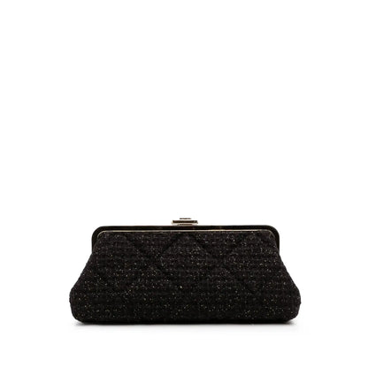 Chanel Quilted Tweed Kisslock Clutch