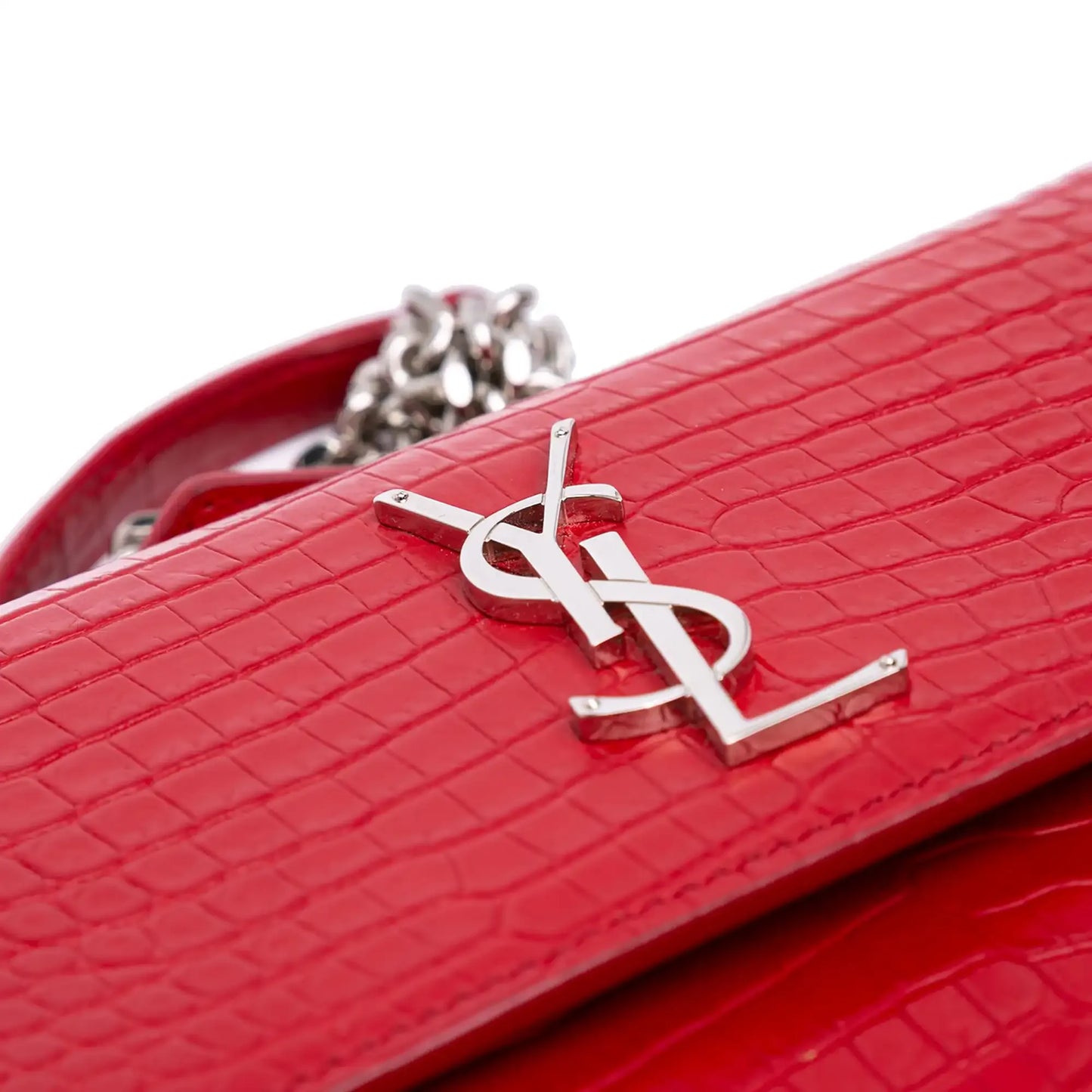 Saint Laurent Medium Croc Embossed Leather Sunset Crossbody