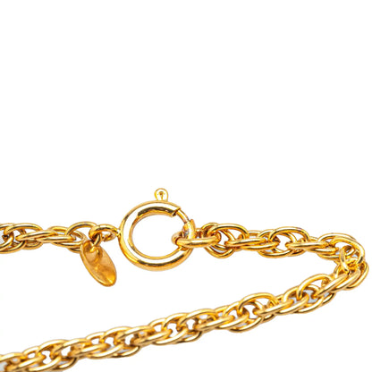 Chanel Gold Plated CC Round Pendant Necklace