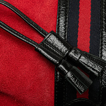 Gucci Mini Suede and Patent Web Ophidia Bucket Bag